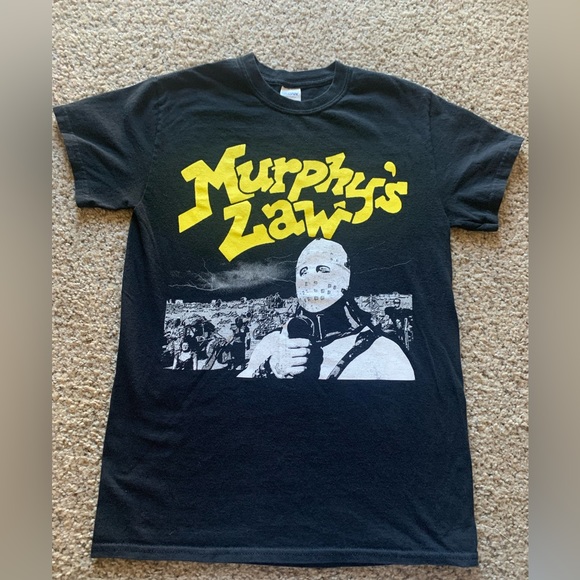 Unisex small black and yellow Murphy law band tee 100% heavy cotton - Picture 1 of 4